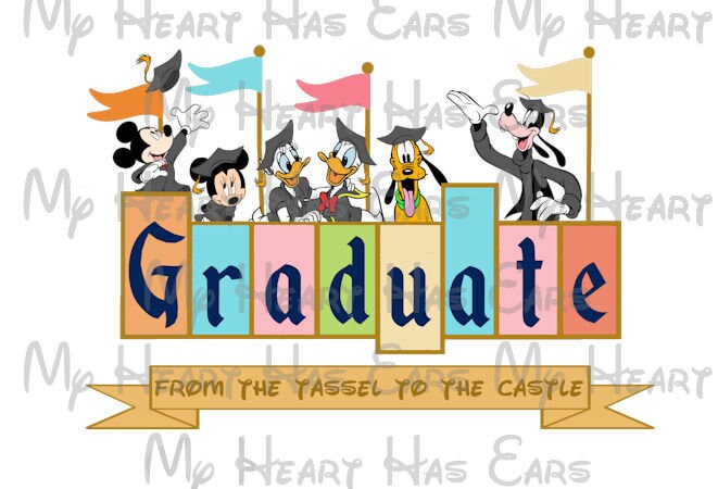 Disney Graduate Mickey Mouse and Gang from the tassel to the castle image png digital file sublimation print t-shirt design