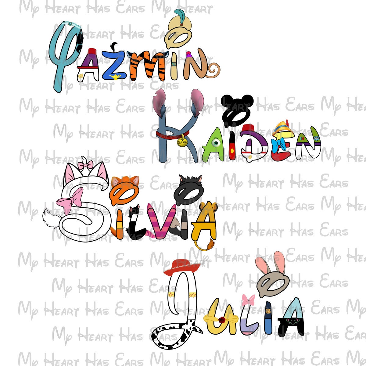 Disney word Character font any name or text Mickey Minnie Mouse image png digital file sublimation print decal t-shirt design