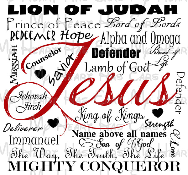 The names of Jesus image png digital file sublimation print t-shirt design