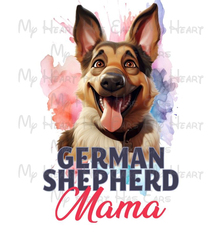 German shepherd Mama watercolor Animal PNG – Print Designs for Shirts, Crafts & Sublimation