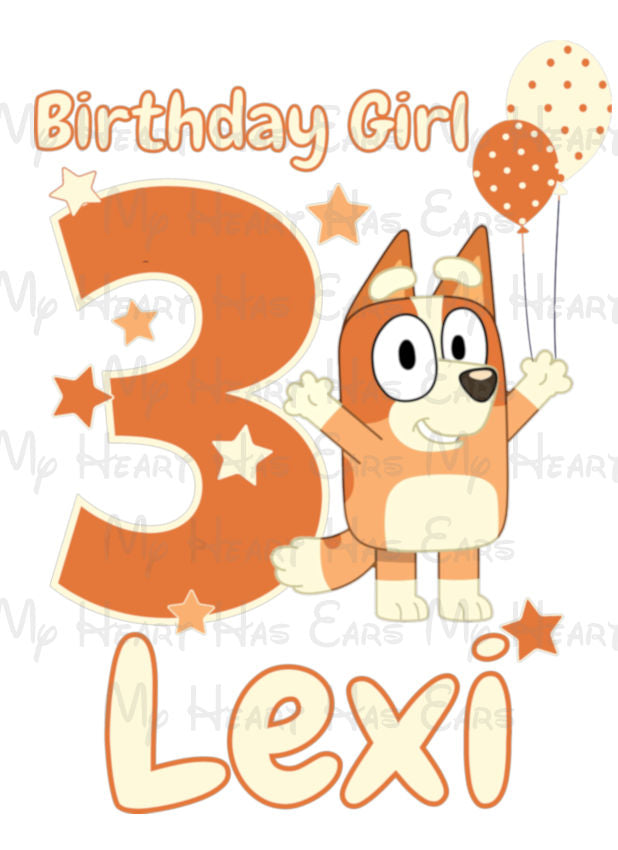 Custom Bluey Bingo the dog Birthday Girl PNG – Personalized Name & Age