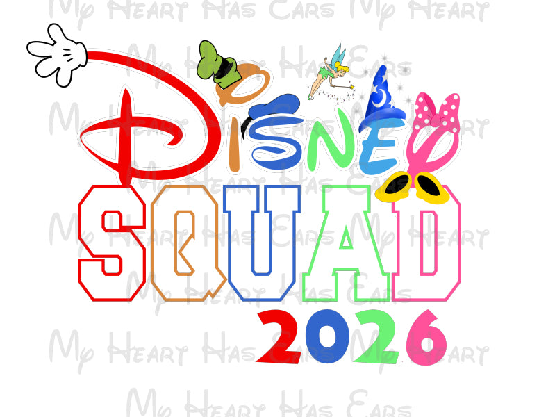 Disney Squad 2026 tinkerbell Mickey and gang font PNG Digital Download
