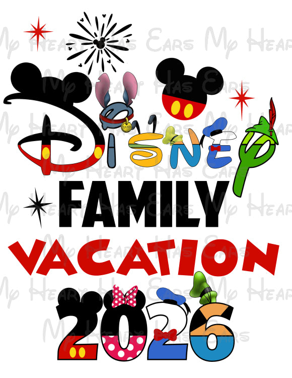 Disney Family Vacation 2026 Mickey and gang image png digital file sublimation print t-shirt design