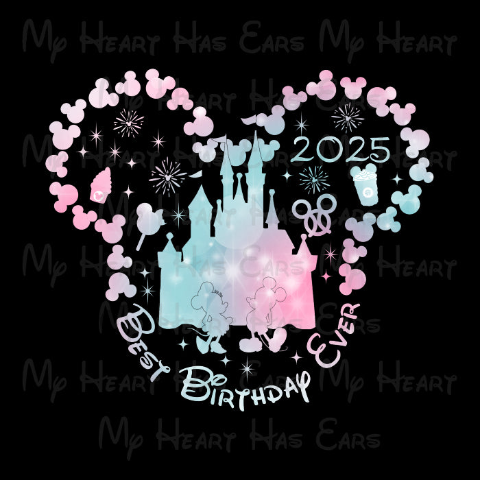 Best birthday ever Mickey Minnie Mouse castle rainbow ears 2025 image png digital file sublimation print t-shirt design