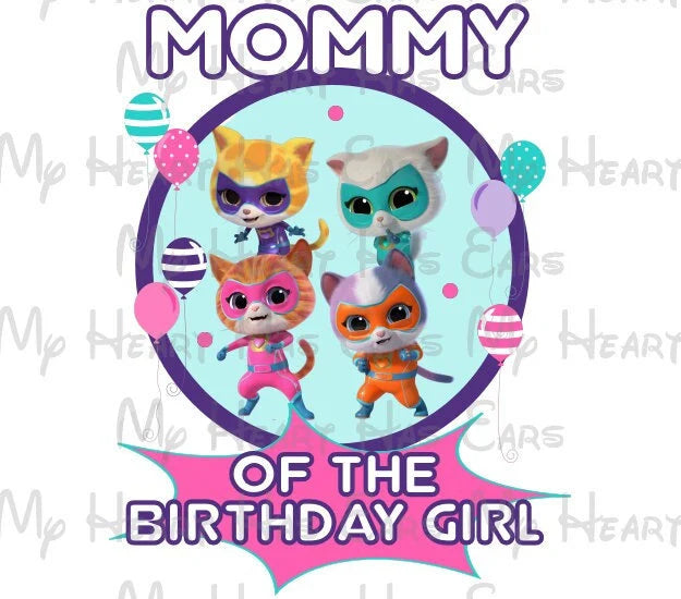 SuperKitties birthday image personalized ANY NAME NUMBER png digital file sublimation print t-shirt design
