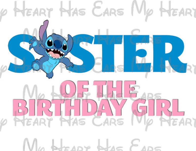 Stitch Birthday girl ANY NAME NUMBER image png digital file sublimation print t-shirt design