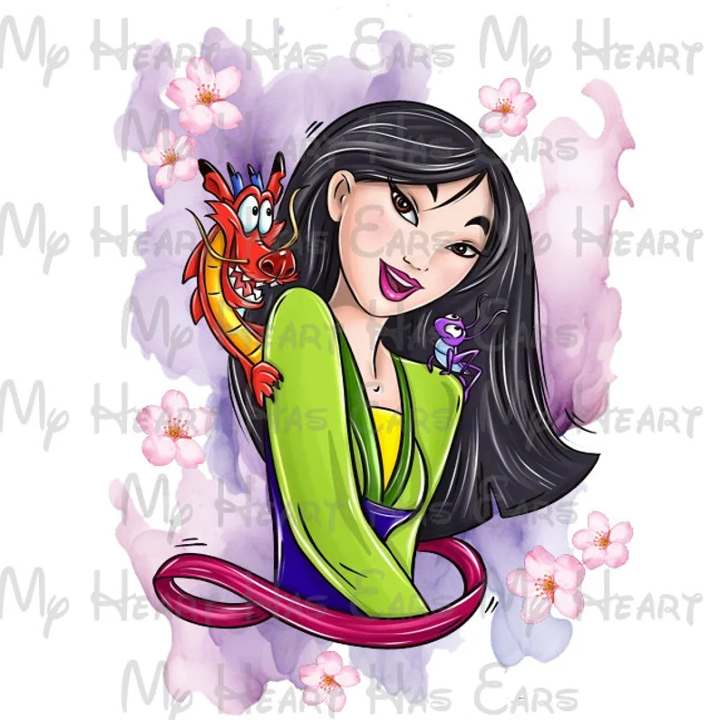Mulan watercolor image png digital file sublimation print Waterslide t-shirt design