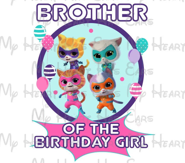 SuperKitties birthday image personalized ANY NAME NUMBER png digital file sublimation print t-shirt design