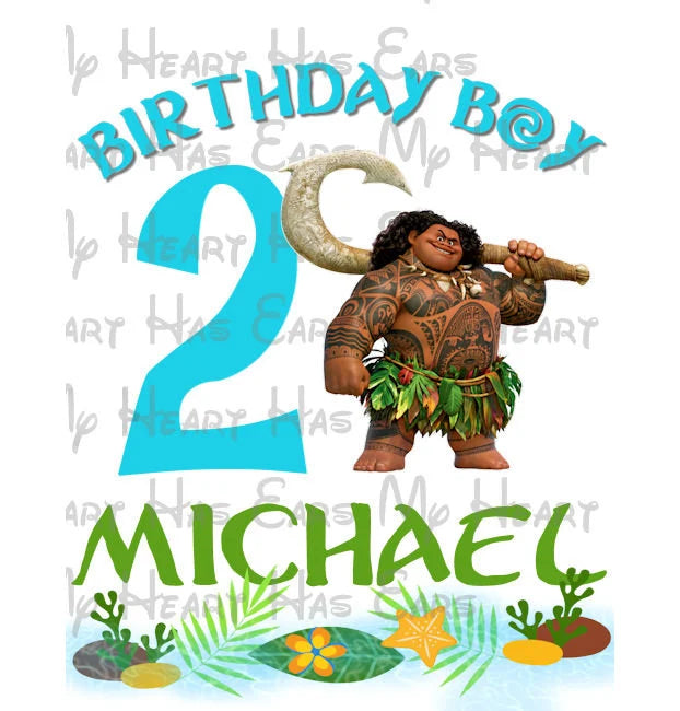 Maui from Moana Birthday boy image PERSONALIZED png digital file sublimation print t-shirt design