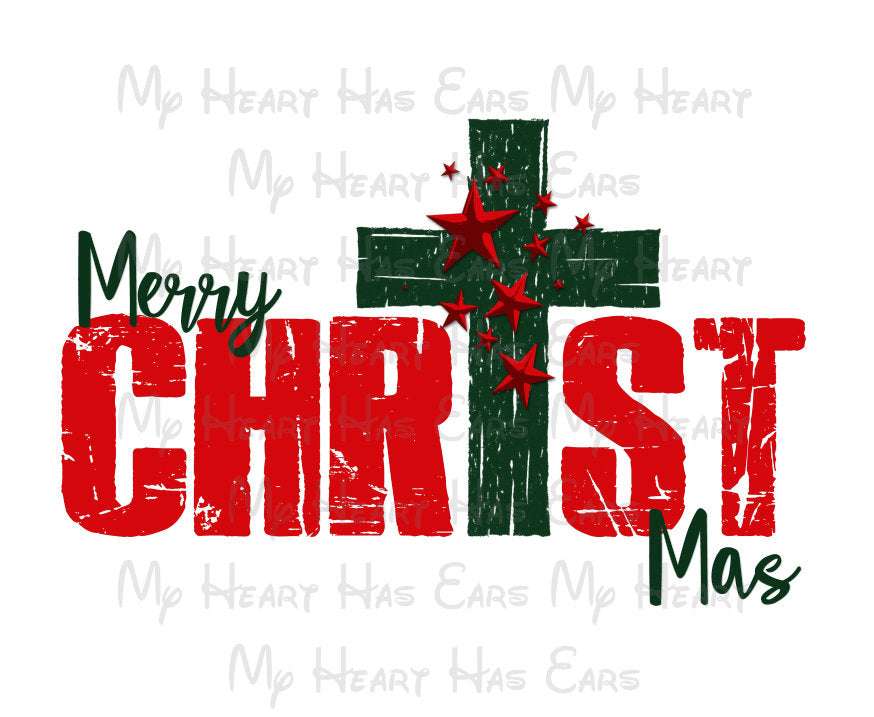 Merry CHRIST MAS PNG – Christian Christmas Sublimation Design – Christ‑Centered Holiday Print