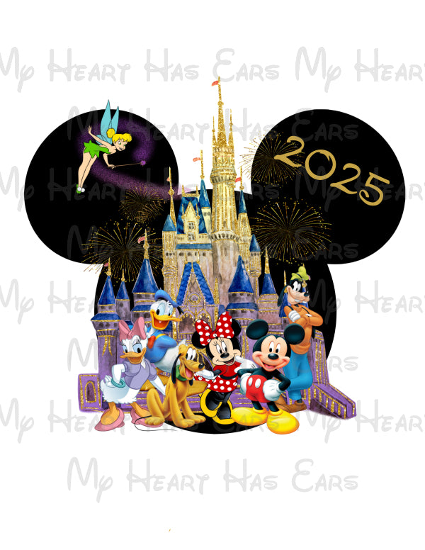 Disney Mickey Mouse and gang Cinderella castle and Tinkerbell 2025 image png digital file sublimation print t-shirt design