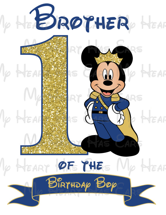 Royal Prince Mickey Mouse 1st birthday Sister of the birthday boy image png digital file sublimation print decal t-shirt design