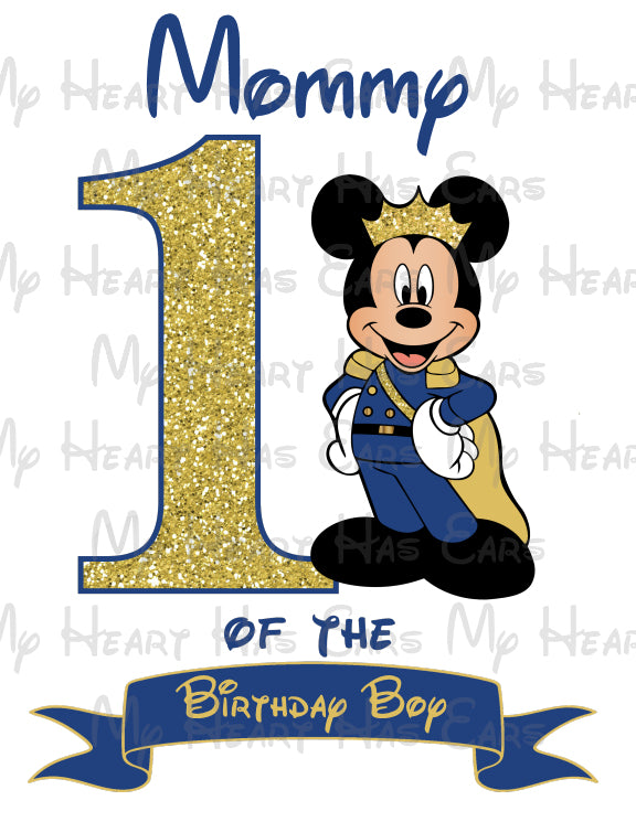 Royal Prince Mickey Mouse 1st birthday Sister of the birthday boy image png digital file sublimation print decal t-shirt design