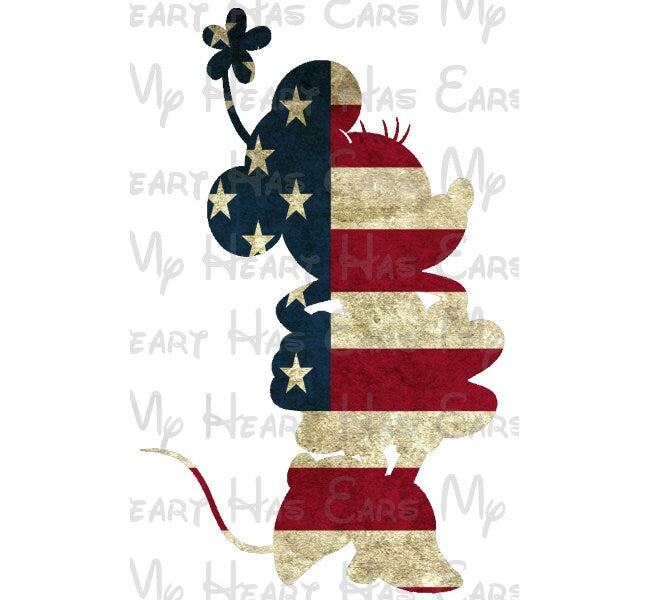 4th of July USA flag Minnie Mouse Vacation image png digital file sublimation print decal t-shirt design
