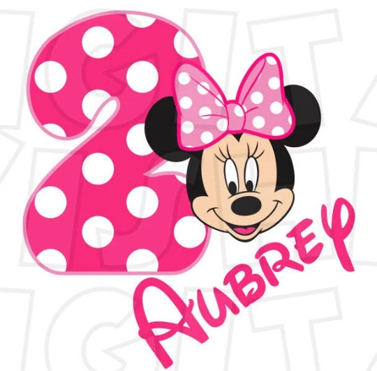 Minnie Mouse Birthday girl ANY NAME NUMBER image png digital file sublimation print decal t-shirt design