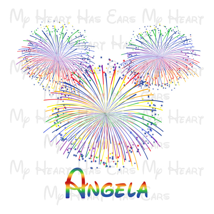 Firework Mickey Mouse head ears image png digital file sublimation print t-shirt design