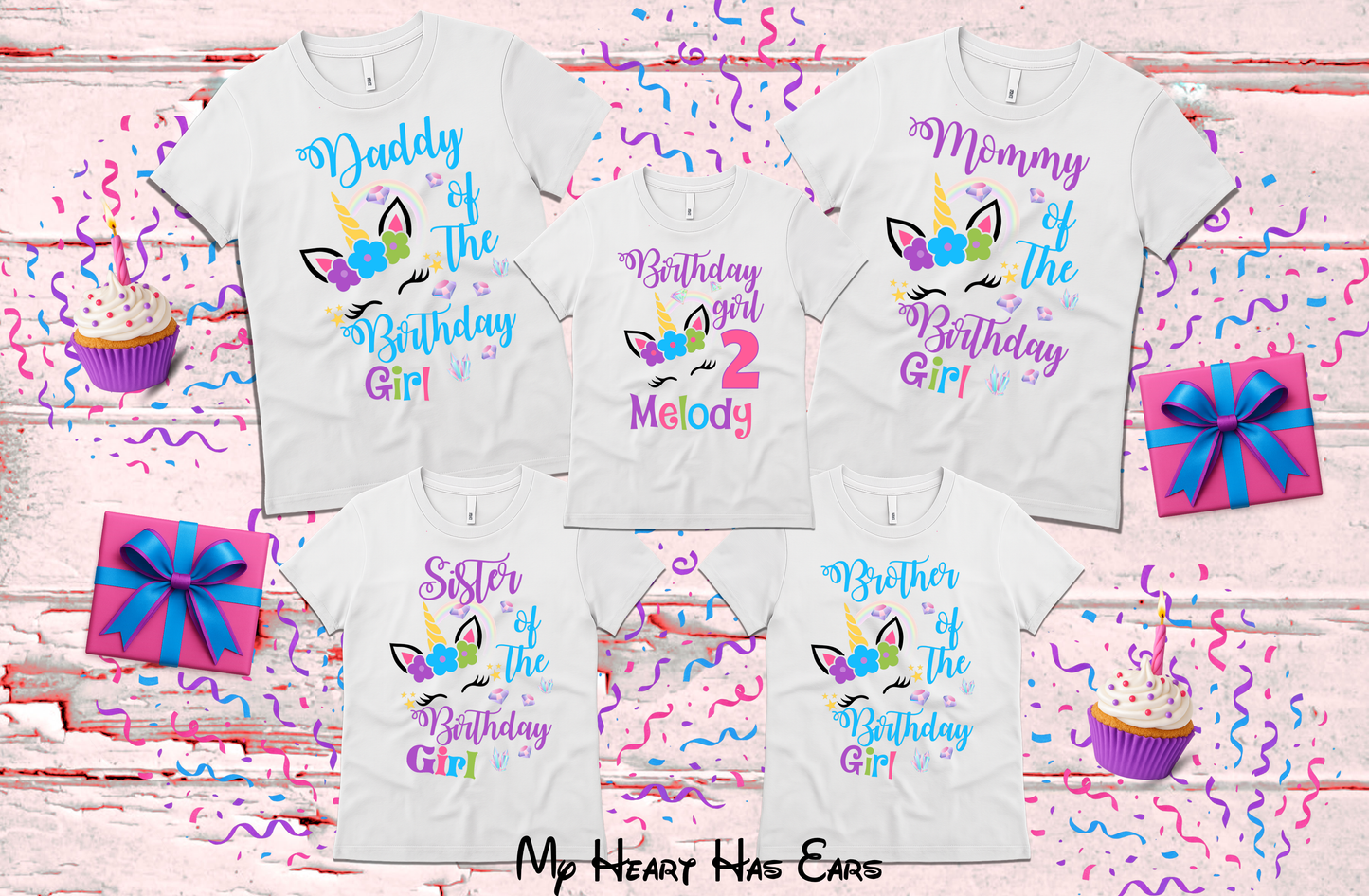 Custom Unicorn Birthday Girl PNG – Personalized Name & Age