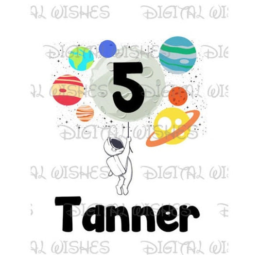 Astronaut Moon planets birthday image personalized ANY NAME NUMBER png clipart digital file sublimation print t-shirt design