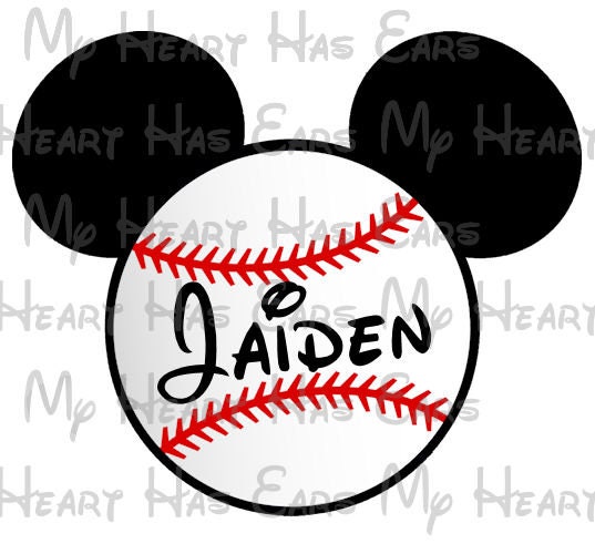 Baseball Mickey Mouse ears head image png digital file sublimation print t-shirt design