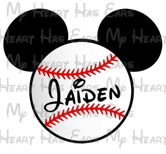Baseball Mickey Mouse ears head image png digital file sublimation print t-shirt design