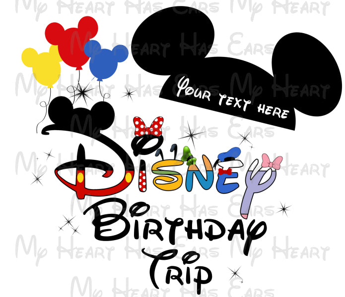 Disney birthday trip Mickey Mouse ears image png digital file sublimation print t-shirt design