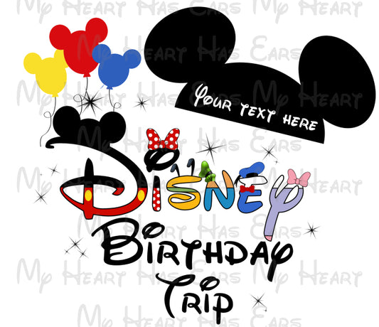 Disney birthday trip Mickey Mouse ears image png digital file sublimation print t-shirt design