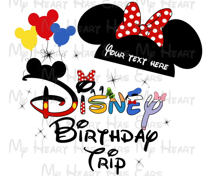 Disney birthday trip Minnie Mouse ears image png digital file sublimation print t-shirt design