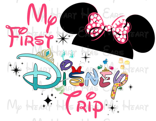 My first Disney trip Princess Minnie Mouse ears image png digital file sublimation print t-shirt design
