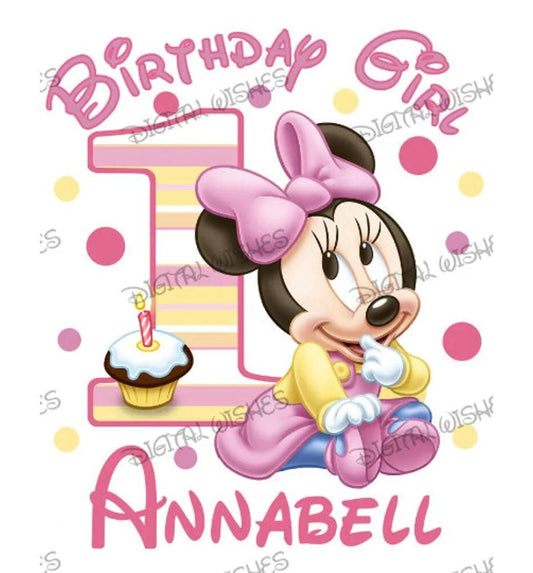 Baby Minnie Mouse 1st birthday image personalized png digital file sublimation print t-shirt design