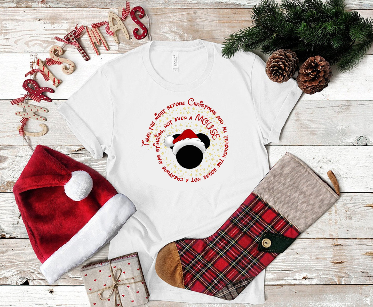 Santa Claus Mickey Mouse head ears Twas the night before Christmas image png digital file sublimation print decal t-shirt design