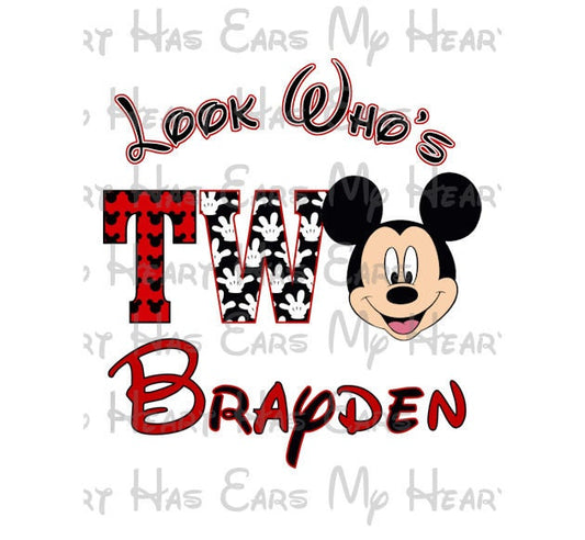 Mickey Mouse look who's two twodles birthday boy image png digital file sublimation print t-shirt design