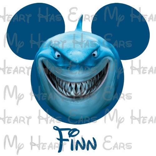 Bruce Finding Nemo Mickey Mouse head ears image png digital file sublimation print t-shirt design
