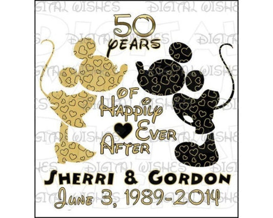Mickey Minnie Mouse Disney golden 50th anniversary personalized png clipart digital file sublimation print t-shirt design