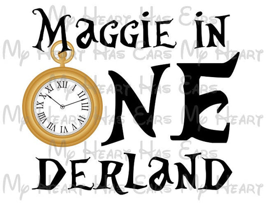 Alice in Wonderland Onederland personalized 1st first birthday image png digital file sublimation print decal t-shirt design