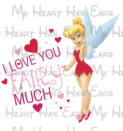Tinkerbell Valentines Day hearts I love you fairy much image png digital file sublimation print t-shirt design