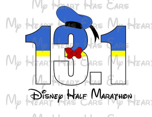 Donald Duck 13.1 half marathon challenge font image png digital file sublimation print t-shirt design