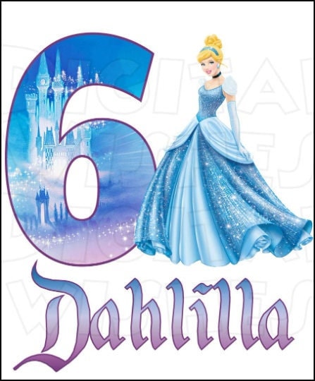 Cinderella and castle Birthday girl ANY NAME NUMBER image png digital file sublimation print t-shirt design
