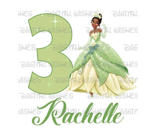 Princess Tiana birthday image personalized ANY NAME NUMBER png clipart digital file sublimation print t-shirt design