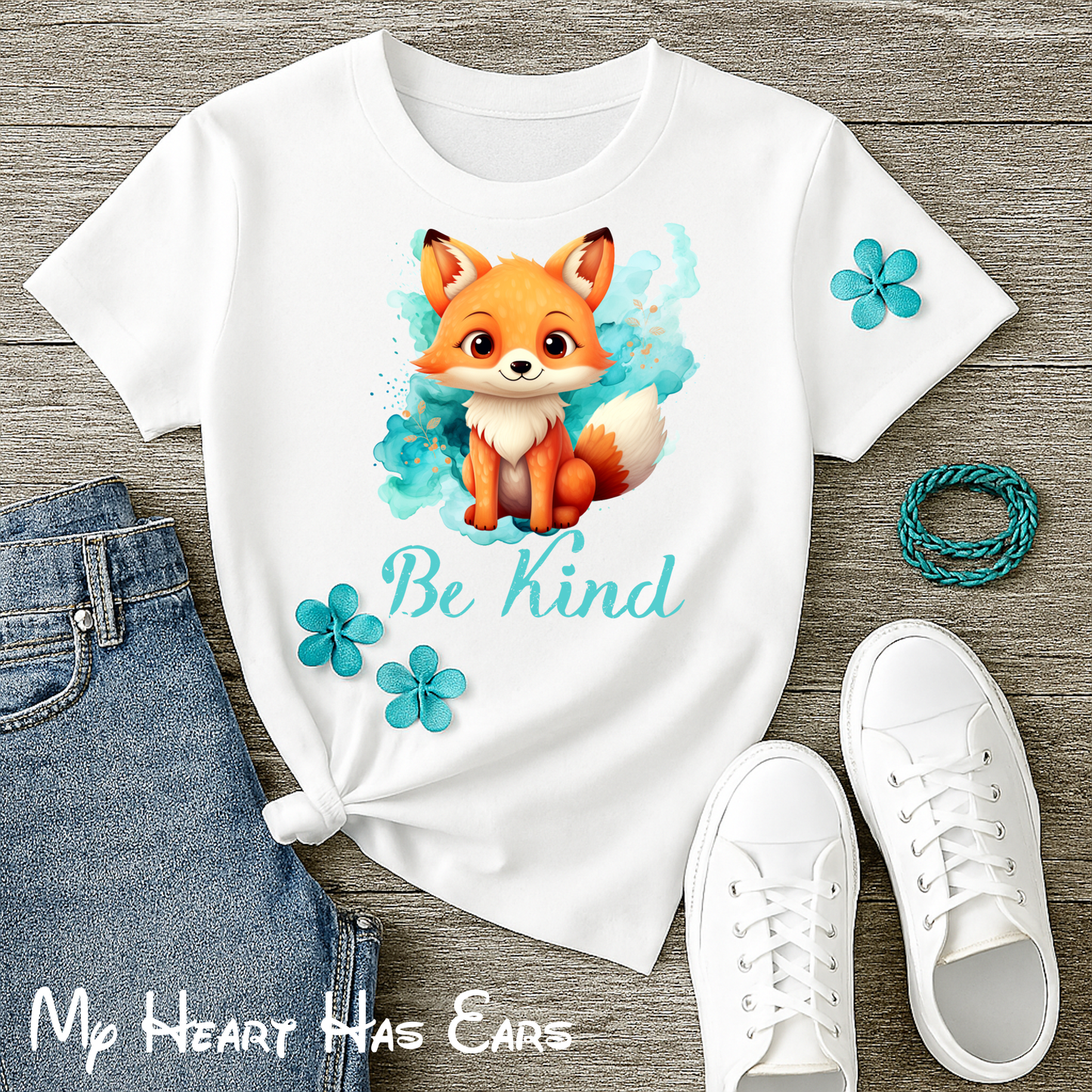 Be kind fox watercolor PNG Print Designs for Shirts, Crafts & Sublimation