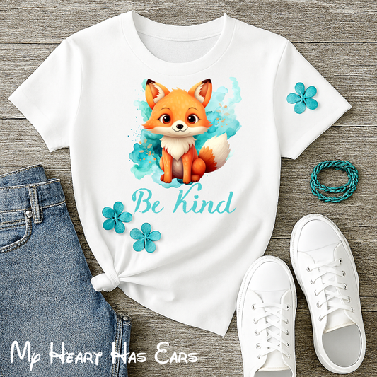 Be kind fox watercolor PNG Print Designs for Shirts, Crafts & Sublimation