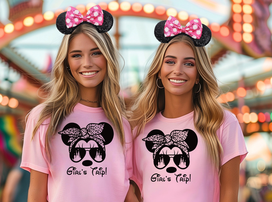 Minnie Mouse sunglasses leopard bandana castle Girls trip image png digital file sublimation print t-shirt design