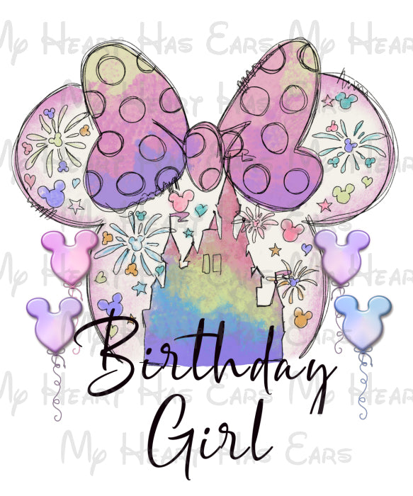 Disney World Minnie Mouse head ears castle birthday girl vacation image png digital file sublimation print t-shirt design