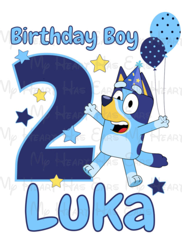 Custom Bluey the dog Birthday Boy PNG – Personalized Name & Age