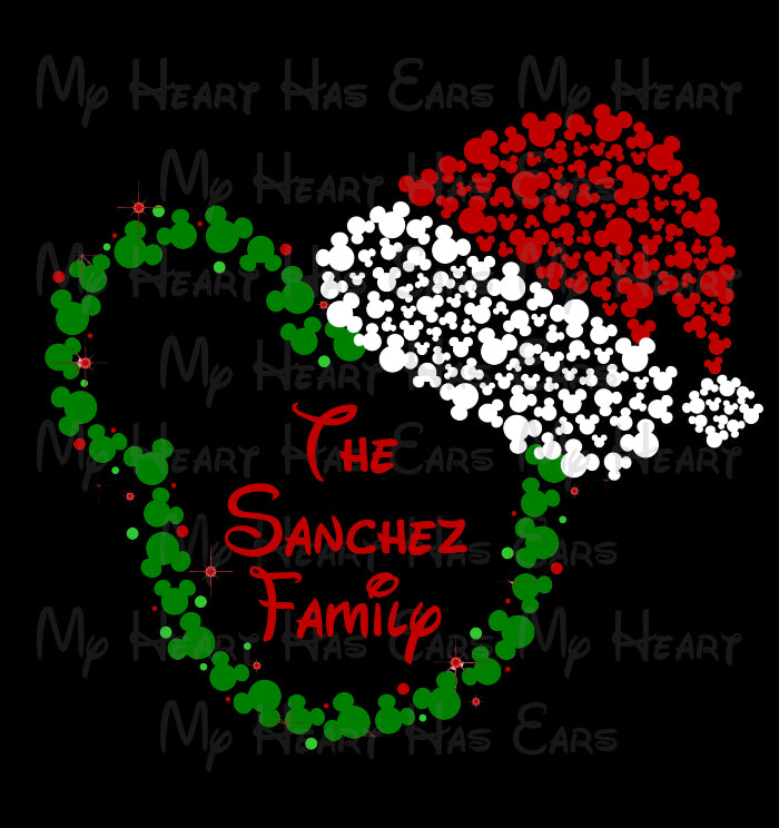 Personalized Santa Mickey head made of many small Mickey Mouses. 