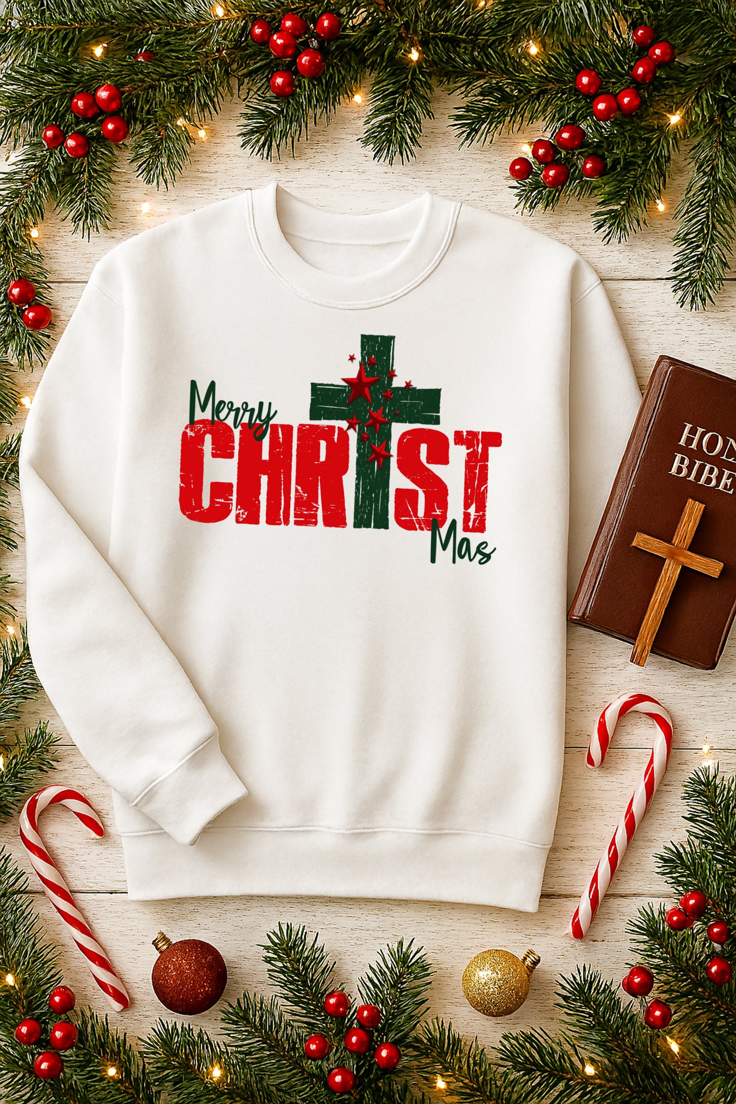 Merry CHRIST MAS PNG – Christian Christmas Sublimation Design – Christ‑Centered Holiday Print