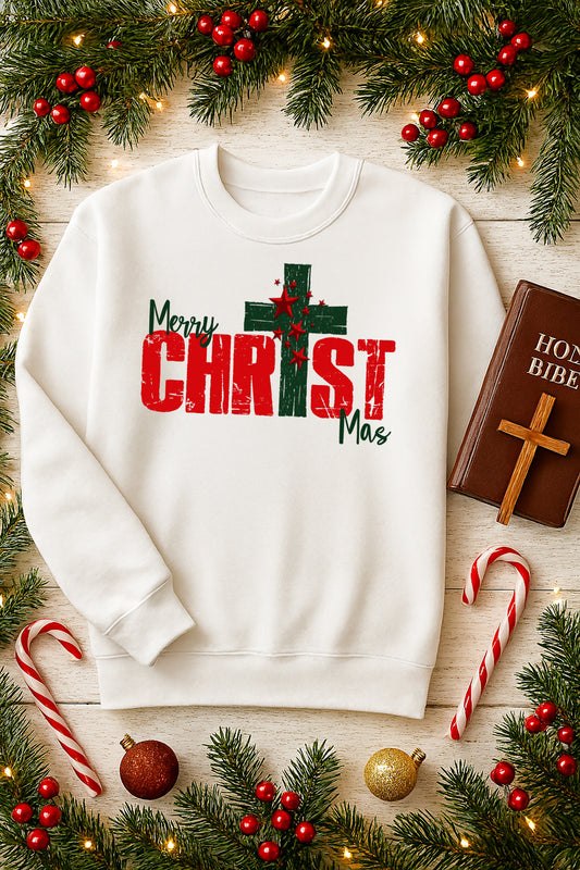 Merry CHRIST MAS PNG – Christian Christmas Sublimation Design – Christ‑Centered Holiday Print