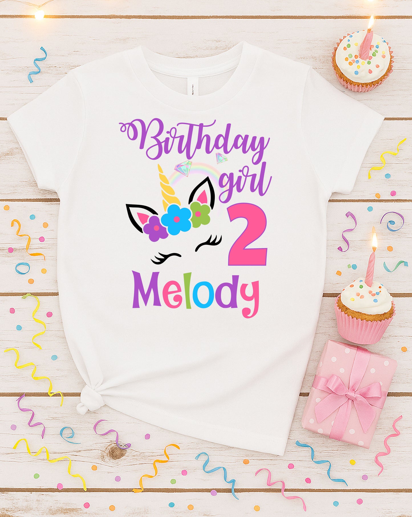 Unicorn Birthday Family Bundle – Custom Birthday Girl + Matching Family PNG Set