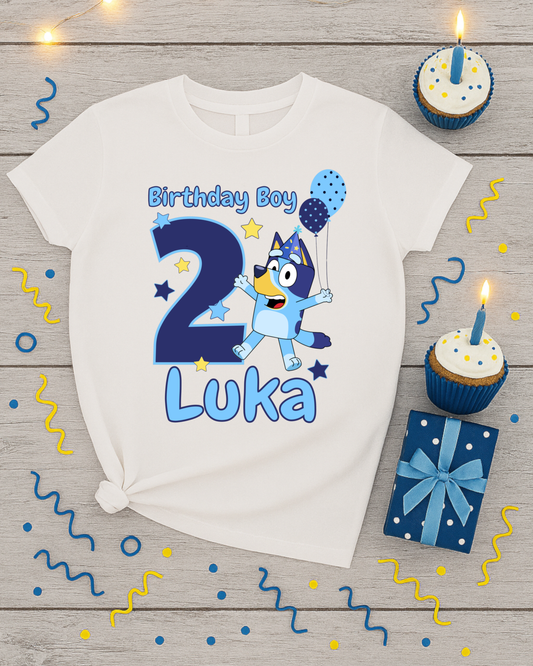 Custom Bluey the dog Birthday Boy PNG – Personalized Name & Age