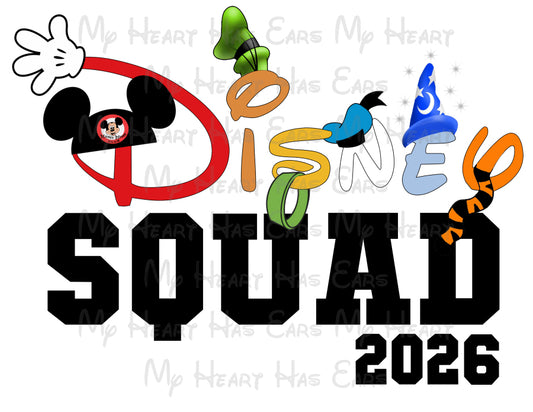 Disney Squad 2026 Mickey and gang font PNG Digital Download