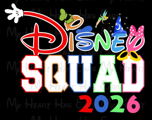 Disney Squad 2026 tinkerbell Mickey and gang font PNG Digital Download